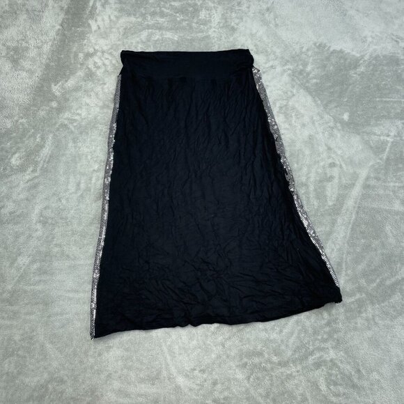 Coin 1804 Black Maxi Skirt With Silver Sequin Side Trim 1X NWT 4972 - Picture 1 of 10